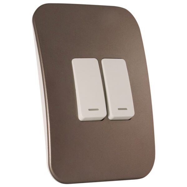 VETi 1 - Two Lever One-Way Light Switch - White + Bronze Complete