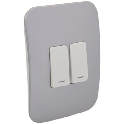 VETi 1 - Two Lever One-Way Light Switch - White + Silver Complete