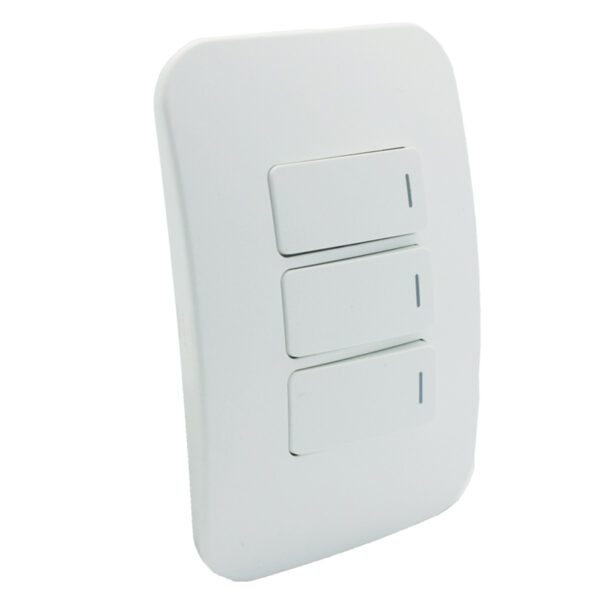 VETi 1 - Three Lever One-Way White Switch Horizontal - White Complete