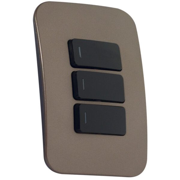 VETi 1 - Three Lever One-Way Black Switch Horizontal - Black + Bronze Complete