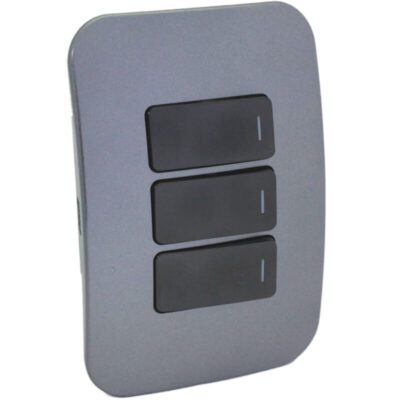 VETi 1 - Three Lever One-Way Black Switch Horizontal - Black + Gun Metal Complete