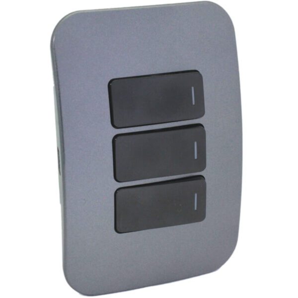 VETi 1 - Three Lever One-Way Black Switch Horizontal - Black + Gun Metal Complete