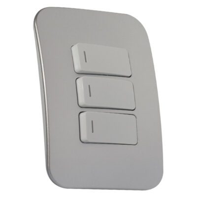 VETi 1 - Three Lever One-Way White Switch Horizontal - White + Silver Complete