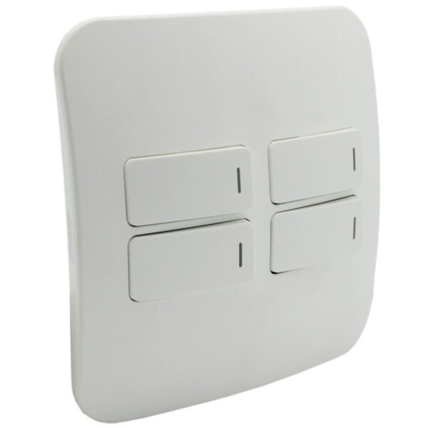 VETi 1 - Four Lever One Way Light Switch - White Complete