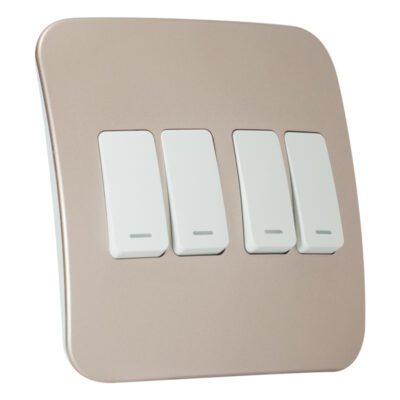 VETi 1 - Four Lever One-Way Switch - White + Champagne Complete