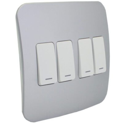 VETi 1 - Four Lever One-Way Switch - White + Silver Complete