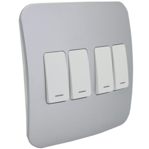 VETi 1 - Four Lever One-Way Switch - White + Silver Complete