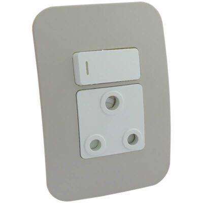 VETi 1 - Single Switched Wall Socket - White + Cream Complete