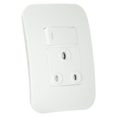 VETi 1 - Single Switched Wall Socket - White Complete