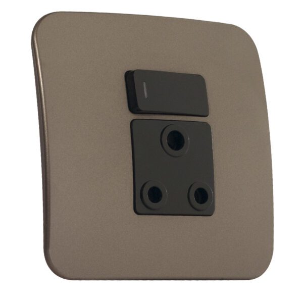 VETi 1 - Single Switched Wall Socket - Black + Bronze Complete