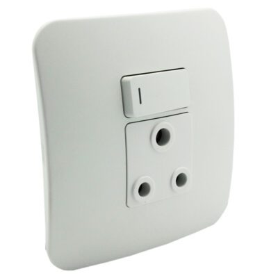 VETi 1 - Single Switched Wall Socket - White Complete