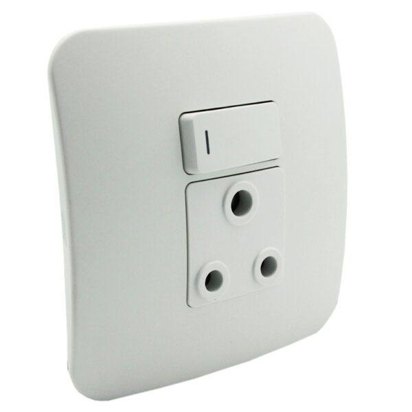 VETi 1 - Single Switched Wall Socket - White Complete