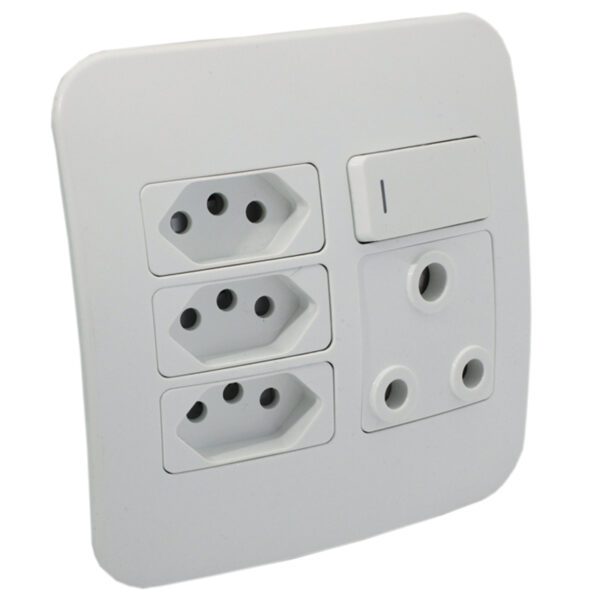 VETi 1 - Switched Wall Socket, 3x V-Slim - White Complete