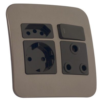 VETi 1 - Round 2 Pin Plug Wall Socket - Black + Bronze Complete