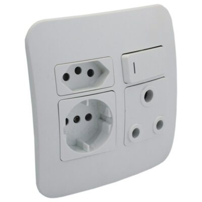 VETi 1 - Round 2 Pin Plug Wall Socket - White Complete