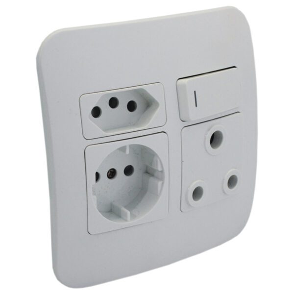 VETi 1 - Round 2 Pin Plug Wall Socket - White Complete