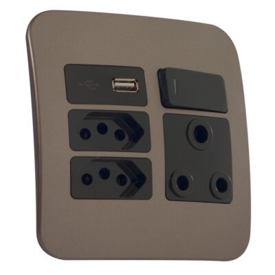 VETi 1 – USB, Double V-Slim, Single RSA Socket – Black + Bronze Complete