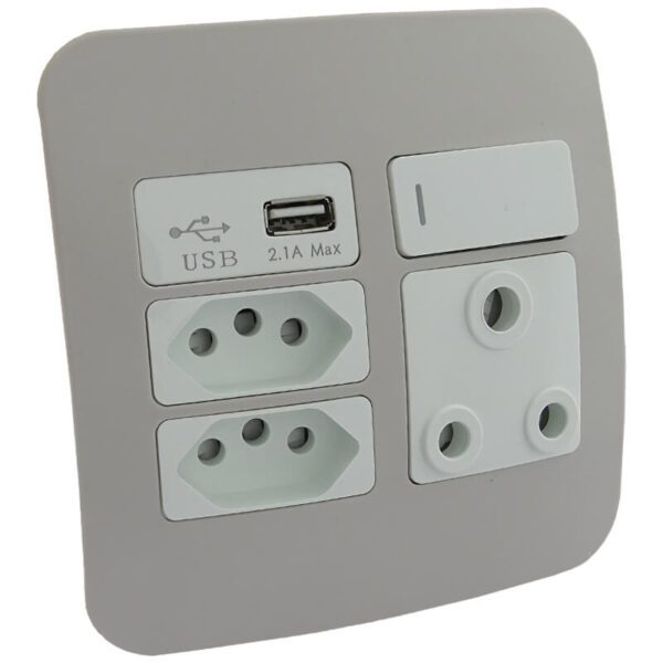 VETi 1 – USB, Double V-Slim, Single RSA Socket – White + Cream Complete