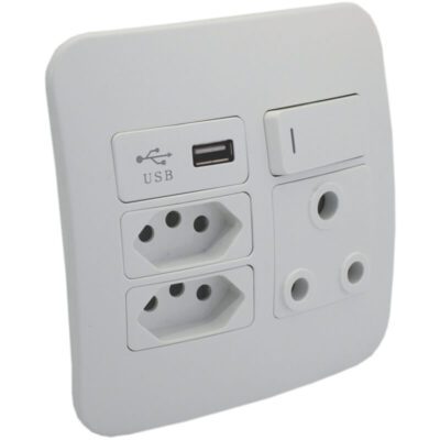 VETi 1 – USB, Double V-Slim, Single RSA Socket – White Complete