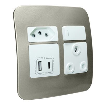 VETi 1 - USB-A & USB-C Wall Socket - White + Champagne Complete