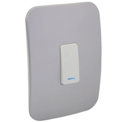 VETi 1 - One Lever One-Way White Switch with Locator - White + Silver Complete
