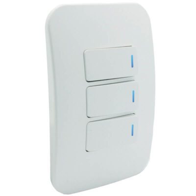 VETi 1 - Three Lever One-Way White Switch Horizontal with Locator - White Complete
