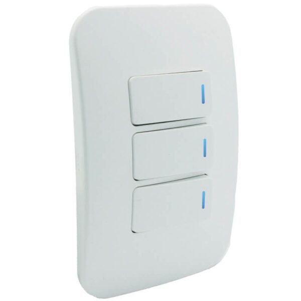 VETi 1 - Three Lever One-Way White Switch Horizontal with Locator - White Complete