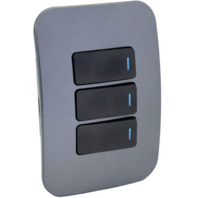 VETi 1 - Three Lever One-Way Black Switch Horizontal with Locator - Black + Gun Metal Complete