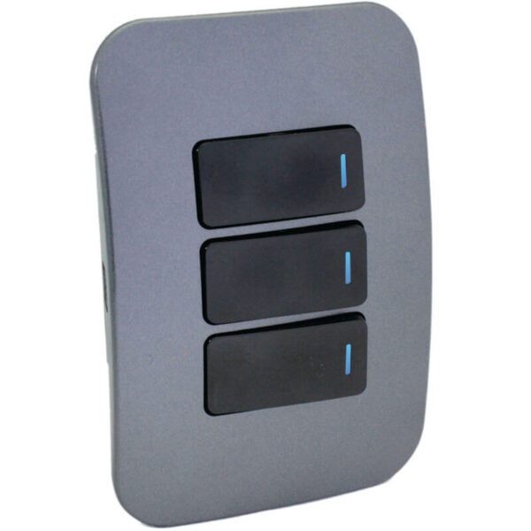 VETi 1 - Three Lever One-Way Black Switch Horizontal with Locator - Black + Gun Metal Complete