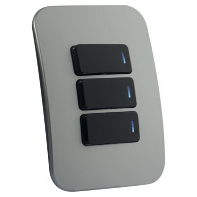 VETi 1 - Three Lever One-Way Black Switch Horizontal with Locator - Black + Silver Complete