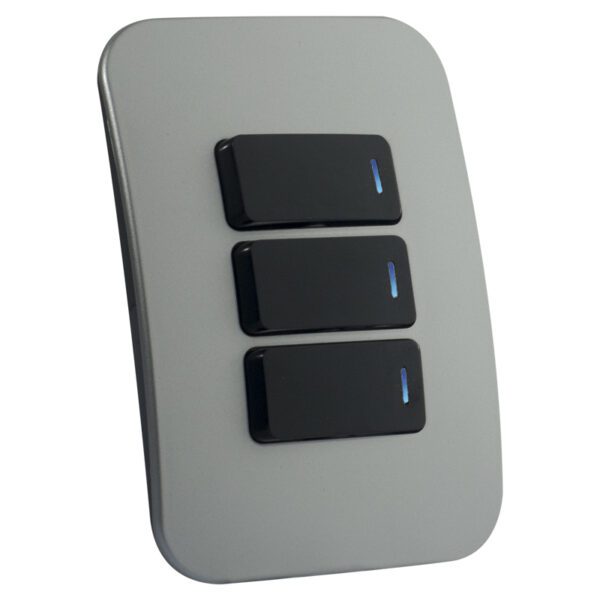 VETi 1 - Three Lever One-Way Black Switch Horizontal with Locator - Black + Silver Complete