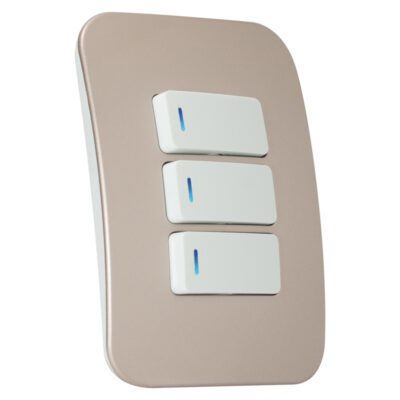 VETi 1 - Three Lever One-Way White Switch Horizontal with Locator - White + Champagne Complete
