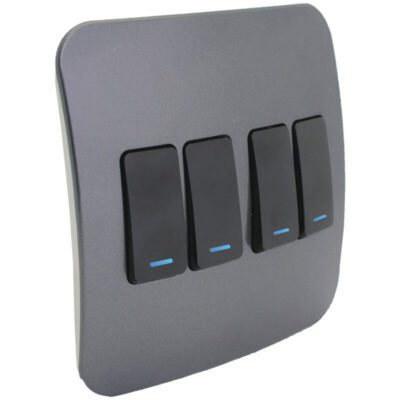 VETi 1 - Four Lever One-Way Black Switch with Locator - Black + Gun Metal Complete