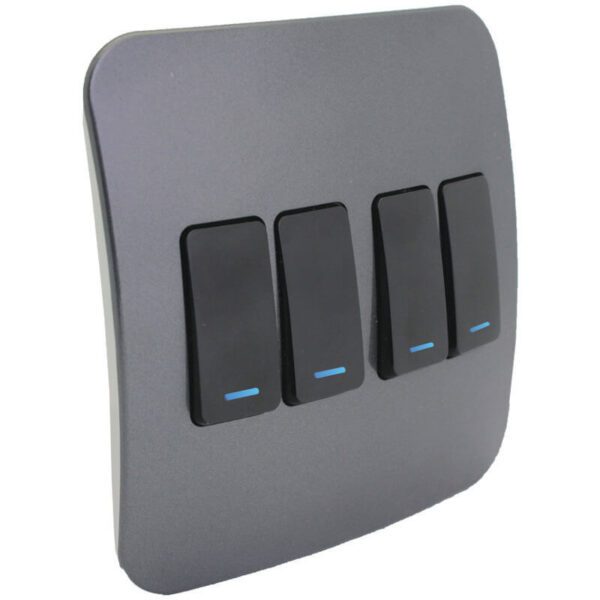 VETi 1 - Four Lever One-Way Black Switch with Locator - Black + Gun Metal Complete