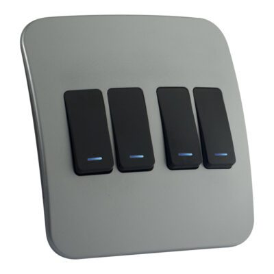 VETi 1 - Four Lever One-Way Black Switch with Locator - Black + Silver Complete
