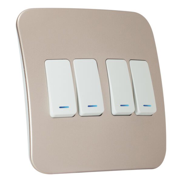 VETi 1 - Four Lever One-Way Switch with Locator - White + Champagne Complete