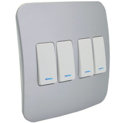 VETi 1 - Four Lever One-Way Switch with Locator - White + Silver Complete