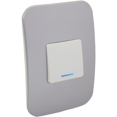 VETi 1 - One Lever One-Way White Switch with Locator - White + Silver Complete