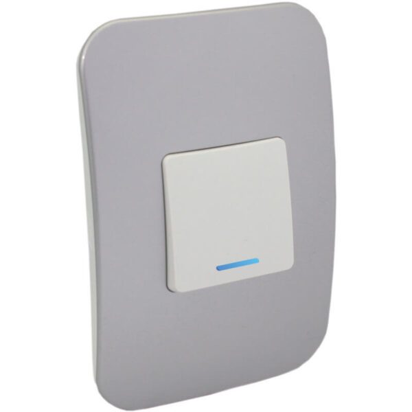 VETi 1 - One Lever One-Way White Switch with Locator - White + Silver Complete