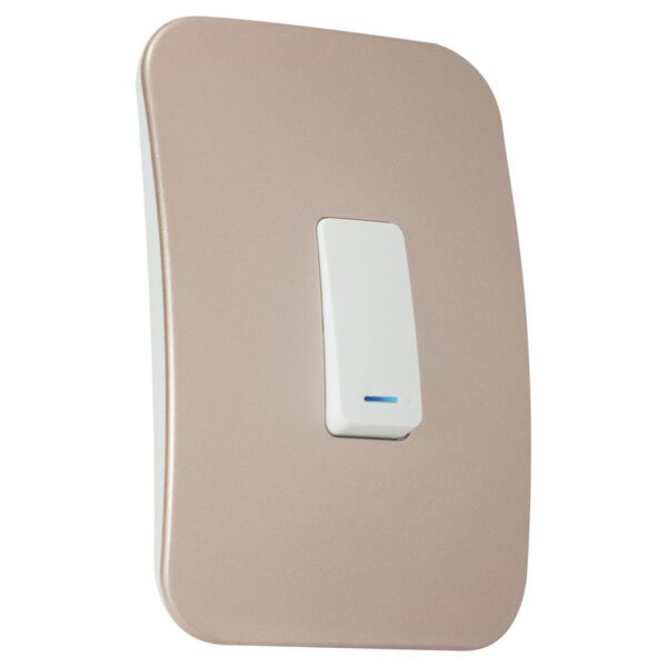 VETi 1 - One Lever Two-Way White Switch with Locator - White + Champagne Complete