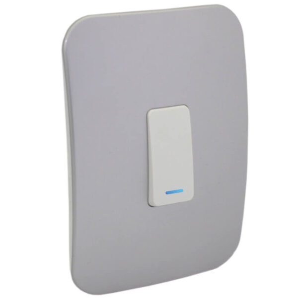 VETi 1 - One Lever Two-Way White Switch with Locator - White + Silver Complete
