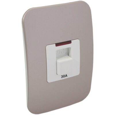 VETi 1 - 30A Double Pole Isolator with Indicator - White + Champagne Complete