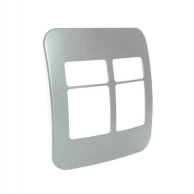 VETi 1 - Four Module Cover Plate Black Trim (2 Single, 2 Double) - Silver Modular