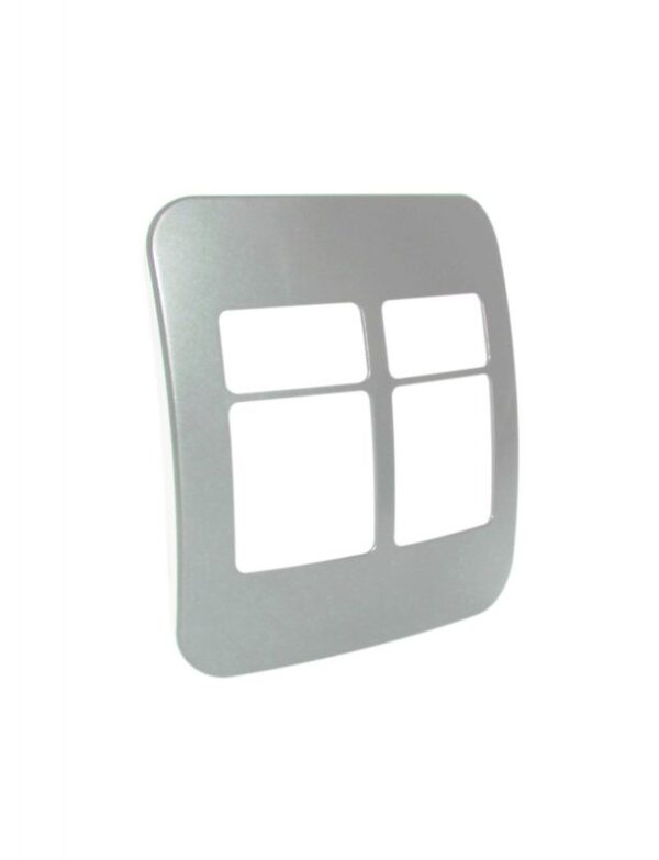 VETi 1 - Four Module Cover Plate Black Trim (2 Single, 2 Double) - Silver Modular
