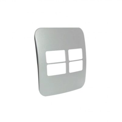 VETi 1 - Four Single Module Horizontal Cover Plate Black Trim - Silver Modular