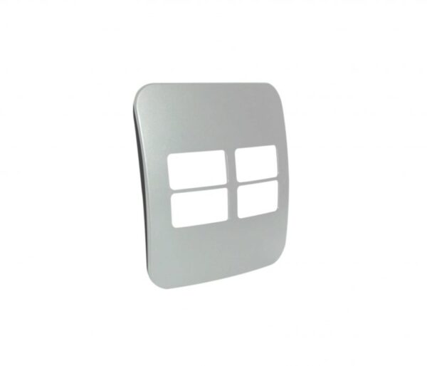 VETi 1 - Four Single Module Horizontal Cover Plate Black Trim - Silver Modular