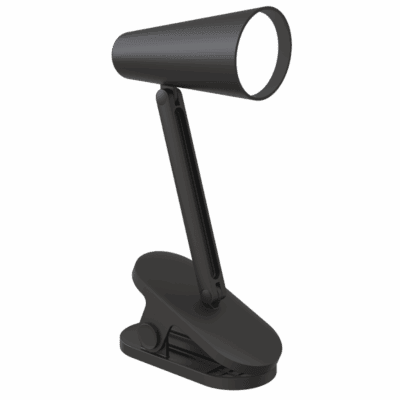 Brightstar CL009 BLACK Rechargeable Mini LED Clip on Table Lamp with Touch Control Switch and Type-C USB Charging Cable