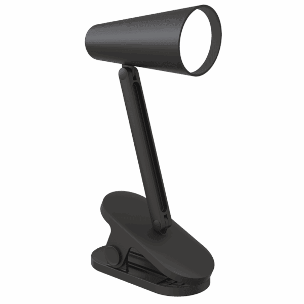 Brightstar CL009 BLACK Rechargeable Mini LED Clip on Table Lamp with Touch Control Switch and Type-C USB Charging Cable