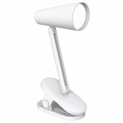 Brightstar CL009 WHITE Rechargeable Mini LED Clip on Table Lamp with Touch Control Switch and Type-C USB Charging Cable