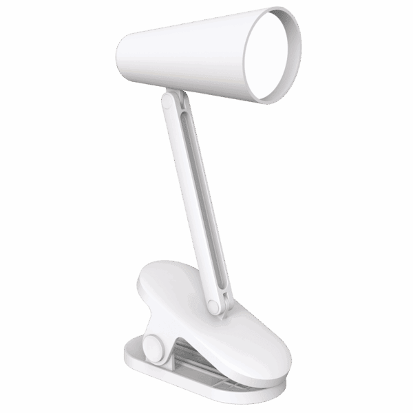 Brightstar CL009 WHITE Rechargeable Mini LED Clip on Table Lamp with Touch Control Switch and Type-C USB Charging Cable